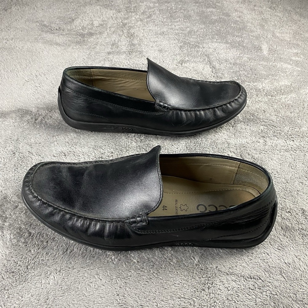 ECCO Classic Moc 2.0 Loafers Mens 10.5‎ Black Leather Slip-On Casual
